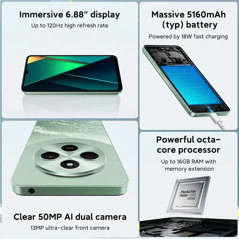 World Premiere Global Version POCO C75 6.88\'\' 120Hz Display Helio G81-Ultra 50MP Camera Massive 5160mAh Battery Support NFC - Imagen 2