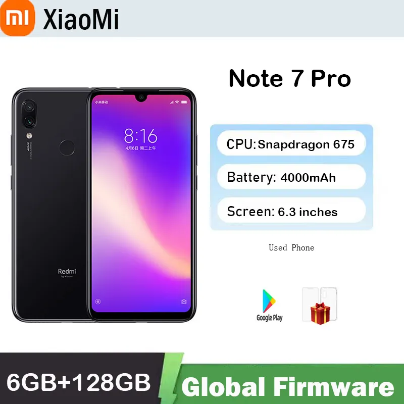 Xiaomi Redmi Note 7 Pro Smartphone 6GB 128GB Snapdragon 660AIE Android 48.0MP+5.0MP Rear Camera used phone - Imagen 1