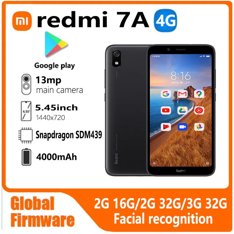 Xiaomi Redmi 7A smartphone Global firmware 4G 5.45 inche 1440×720 13MP Qualcomm Snapdragon 439 facial recognitionused phone - Imagen 1