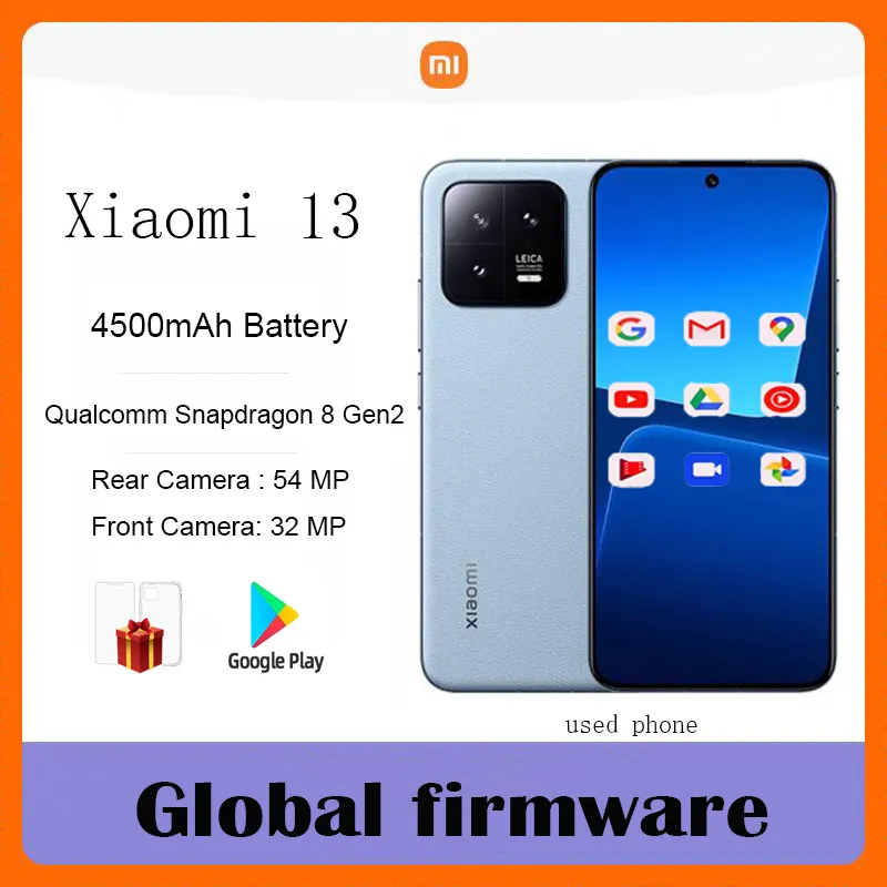 Global firmware Original Xiaomi 13 5G Smartphone 6.36 inches HyperOS 2.0 4500mAh IP68 2400x1080px used phone - Imagen 1