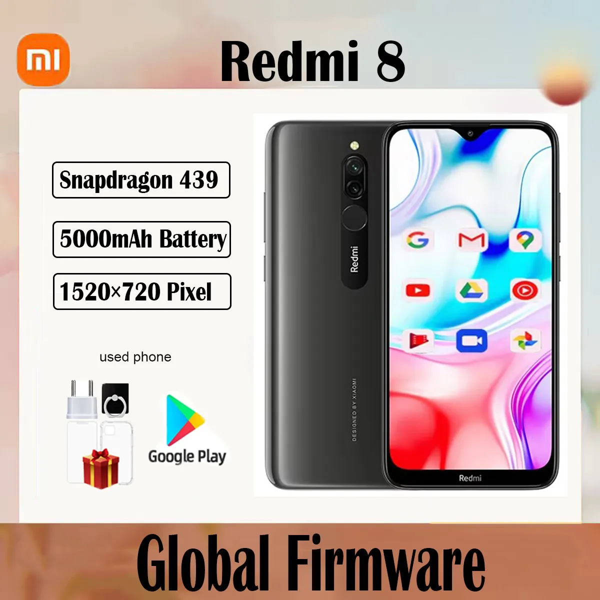 Global firmware Xiaomi Redmi 8 smartphone dual SIM card12MP+2MP+8MP 6.22-inch screen Snapdragon 439 eight core 4G LTE used phone - Imagen 1