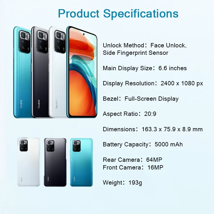 Xiaomi  Redmi Note10 Pro 6.6 Inch HD Screen 8GB RAM 128GB ROM 64MP Camera 5000mAh Battery Dual SIM Unlocked Android Smartphone - Imagen 5