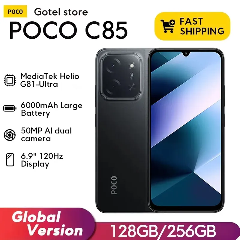 【World Premiere】POCO C85 Global Version Smartphone 128/256GB Helio G81-Ultra 6000mAh battery 6.9" display 50MP Camera 33W NFC - Imagen 1