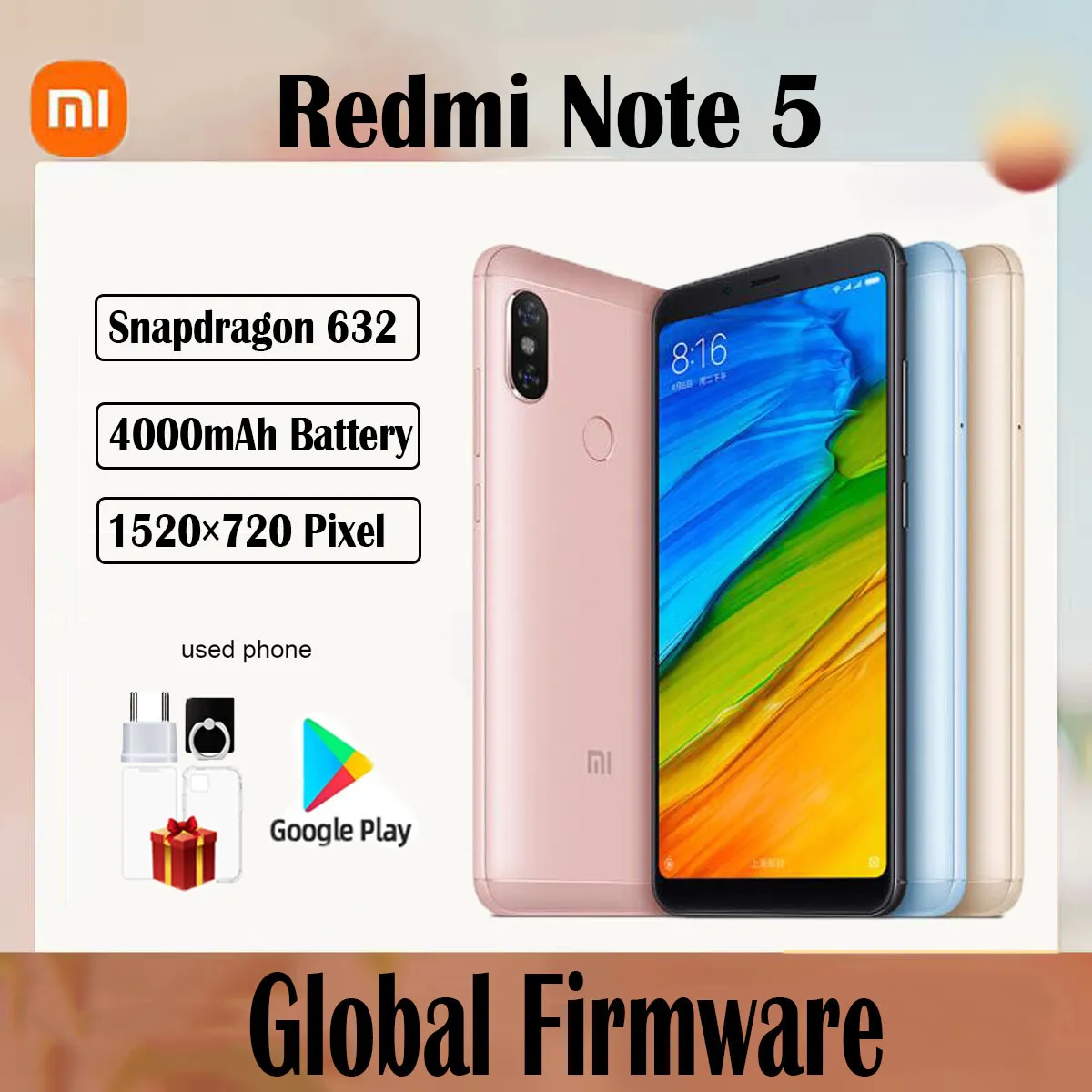 Global Firmware Xiaomi Redmi Note 5 Smartphone 2160x1080 pixel Snapdragon 636 13.0MP Camera 5.99 Inch  4000mAh  Used Phone - Imagen 1