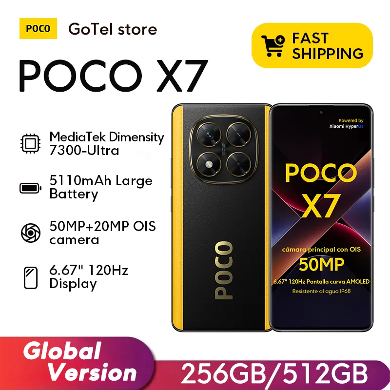 【Brand+】POCO X7 Smartphone Dimensity 7300-Ultra 6.67"120Hz AMOLED Display 45W 5110mAh 50MP Camera IP68 Xiaomi HyperOS NFC - Imagen 1