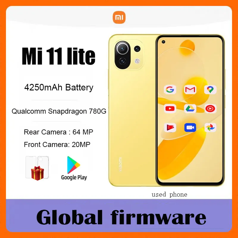 Global Firmware Xiaomi Mi 11 Lite Smartphone  Snapdragon 780G  5G  AMOLED64MP Full Screen 90HZ Used Phone - Imagen 1