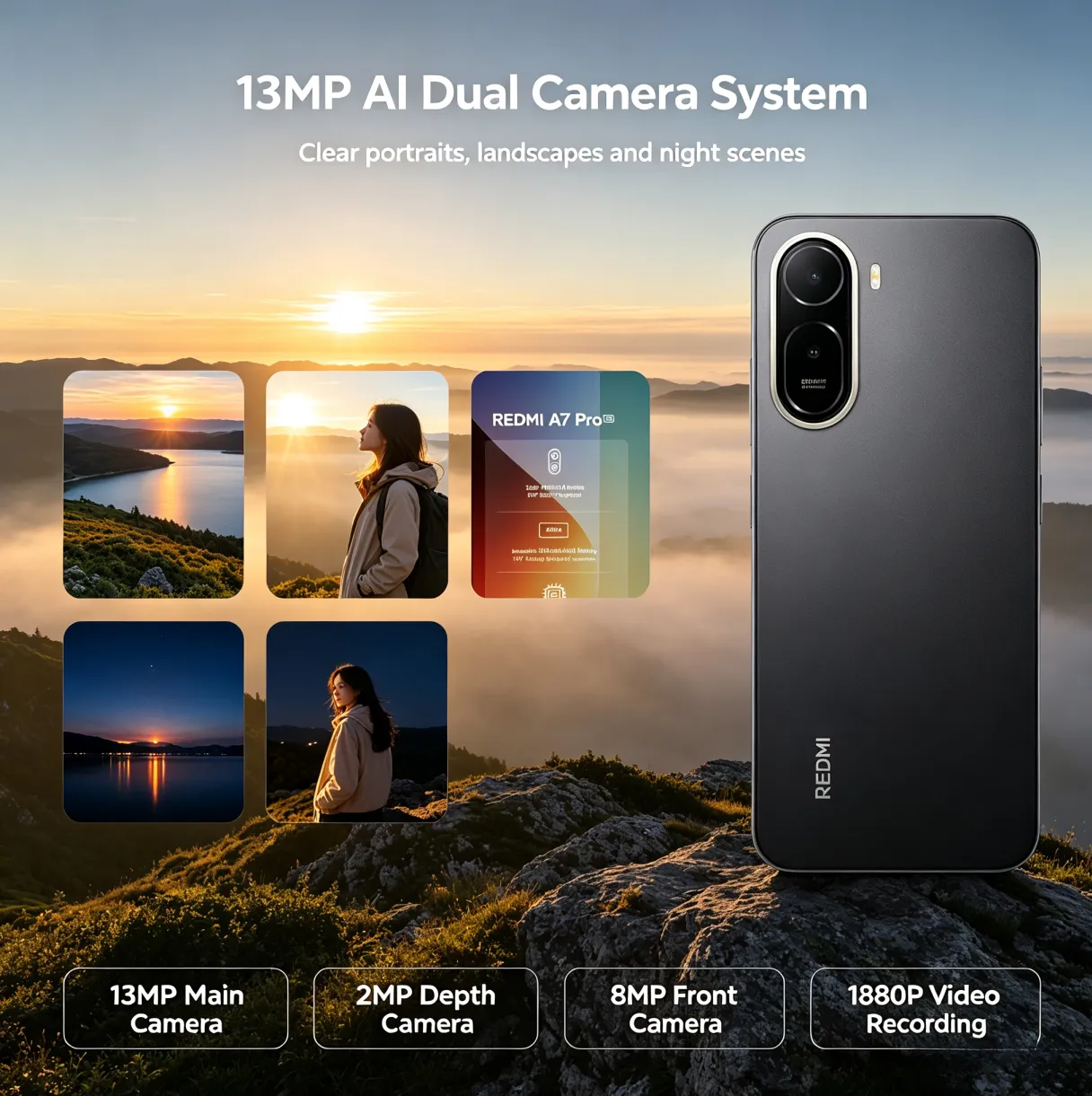 2026 New Xiaomi Redmi A7Pro 8 GB RAM 256 GB ROM 6.9' FHD+ Helio G85 Gaming Smartphone Dual 5G VoLTE 5000mAh Dual Rear Camera - Imagen 5