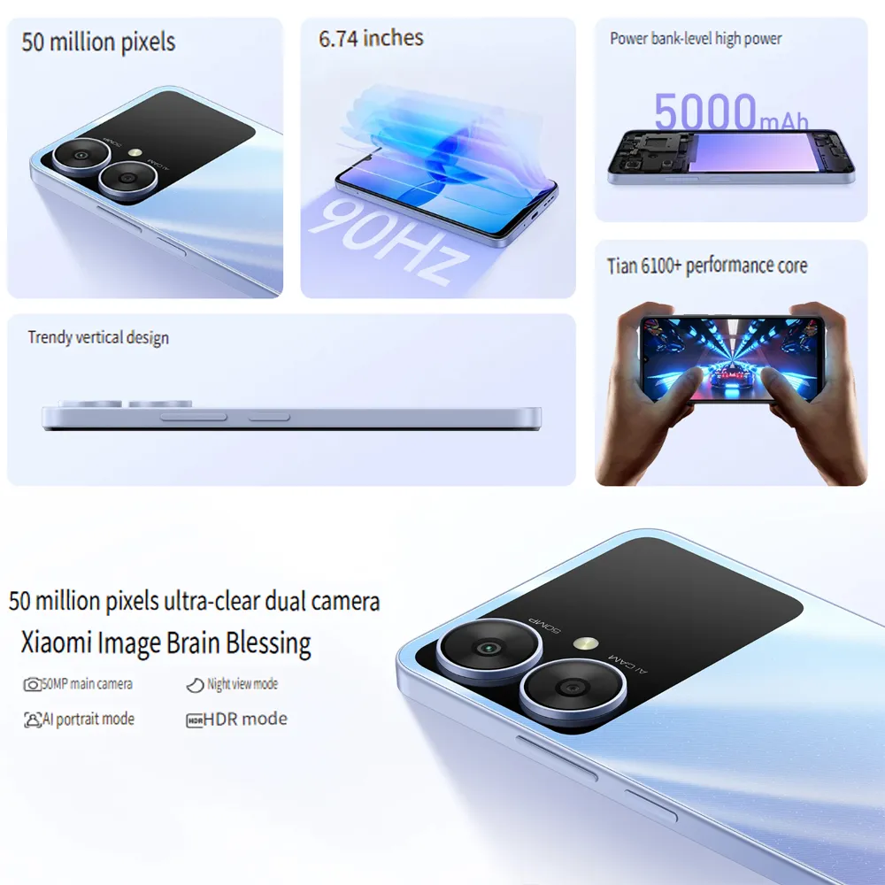 XIAOMI/Redmi 13R 8GB+256GB smart phone 5G/built-in 5000mAh typical capacity battery/6.74-inch water drop LCD screen 1600×720 - Imagen 3