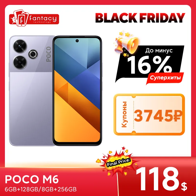 Global Version POCO M6 Helio G91-Ultra 6.79" FHD+ DotDisplay 90Hz Display 108MP+2MP Camera 5030mAh 33W fast charging NFC - Imagen 1