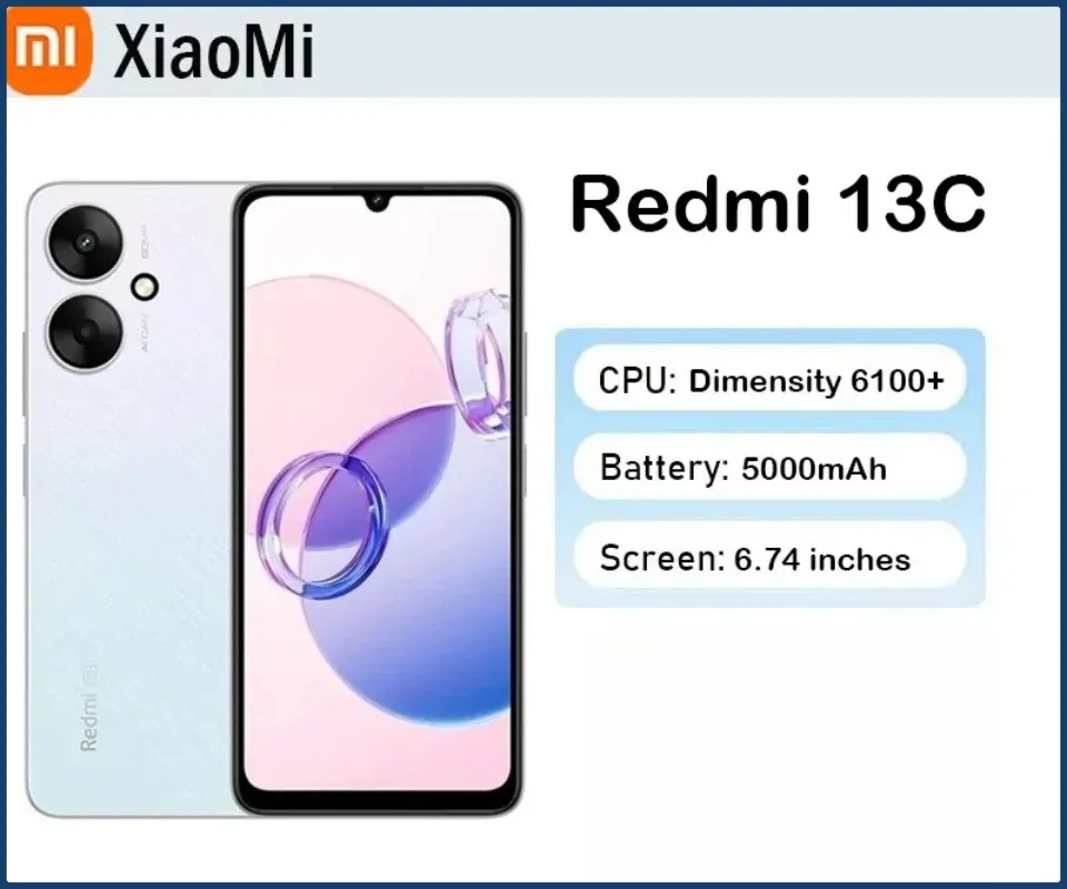 Global Firmware 5000mAh Xiaomi Redmi 13C 5G  Smartphone Dimensity 6100+ 6.74" Ultra-large Display 50MP+5MP AI Camera  Used Phone - Imagen 1