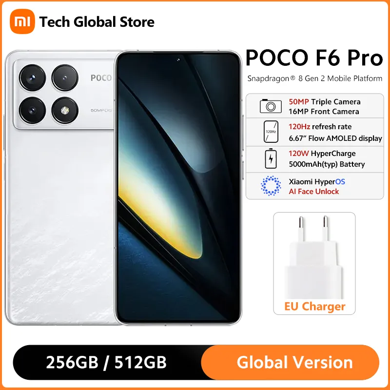 Global Version POCO F6 Pro 5G Smartphone 6.67" 120Hz WQHD+ AMOLED Display 50MP Triple Camera 120W HyperCharge 5000mAh Battery - Imagen 1