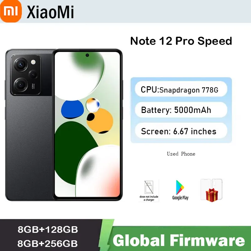 Global firmware xiaomi Redmi note 12 Pro Speed Edition Android 5G 6.67 inch 256GB  2400x1080 Original used phone - Imagen 1