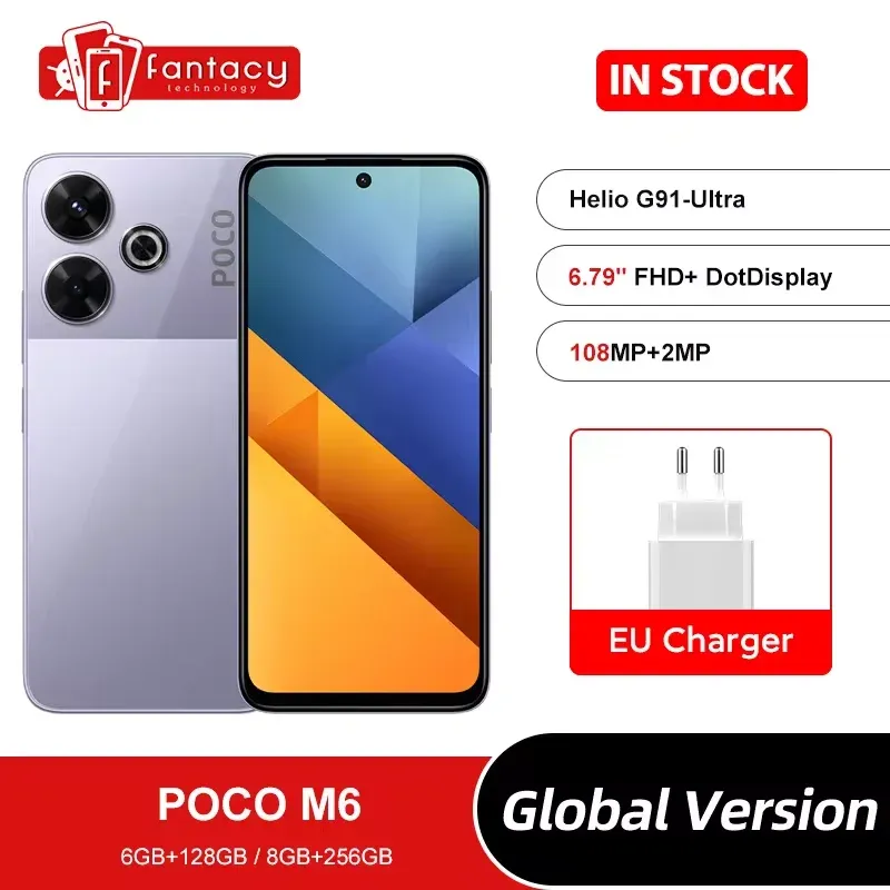 POCO M6 Smartphone Global Version Helio G91 Ultra 108MP Pro-Grade Main Camera 33W Fast Charging 5030mAh Battery - Imagen 1