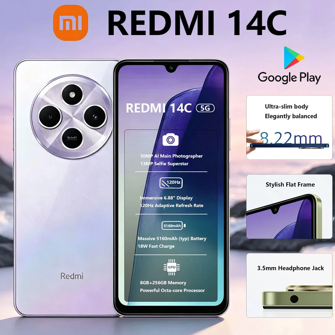 New Xiaomi Redmi 14C Smartphone Global Version 6.88" 120Hz Screen Octa-core Processor 5160mAh Battery 5G Dual-SIM Gaming Phone - Imagen 1