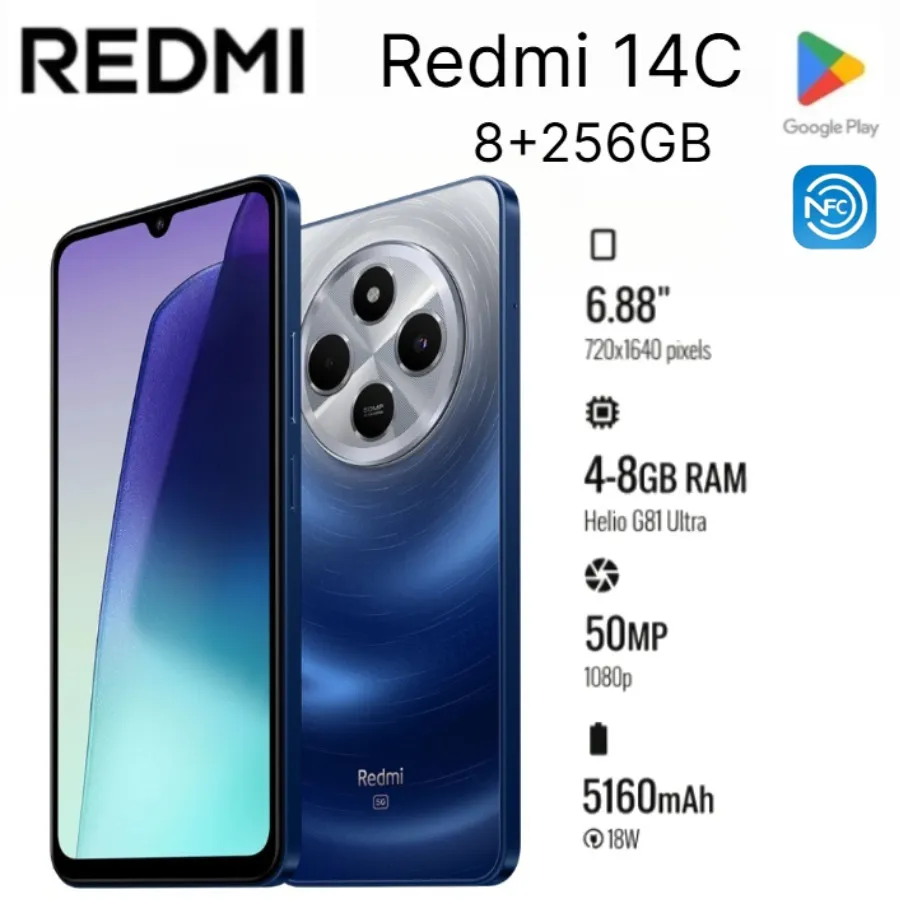 Brand new 2026 Xiaomi Redmi14c8+256gb smartphone: 120hz refresh rate and 50 million pixels +13 million pixels dual camera settin - Imagen 1