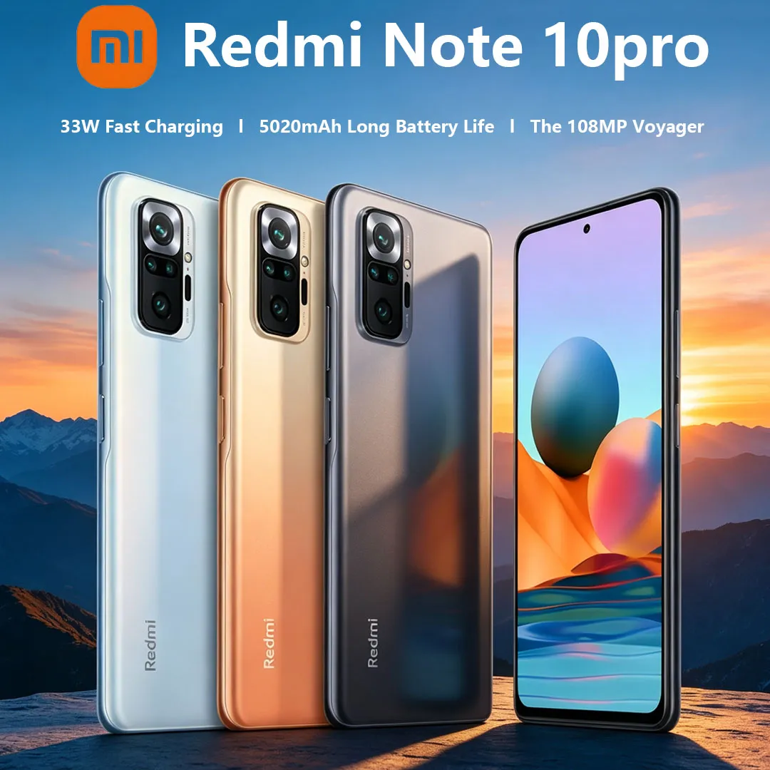 Xiaomi Redmi Note 10pro 4G Smartphone 6.67" Screen 108MP Camera 5020mAh Battery 33W Charging Budget Mobile Phone Global Version - Imagen 1