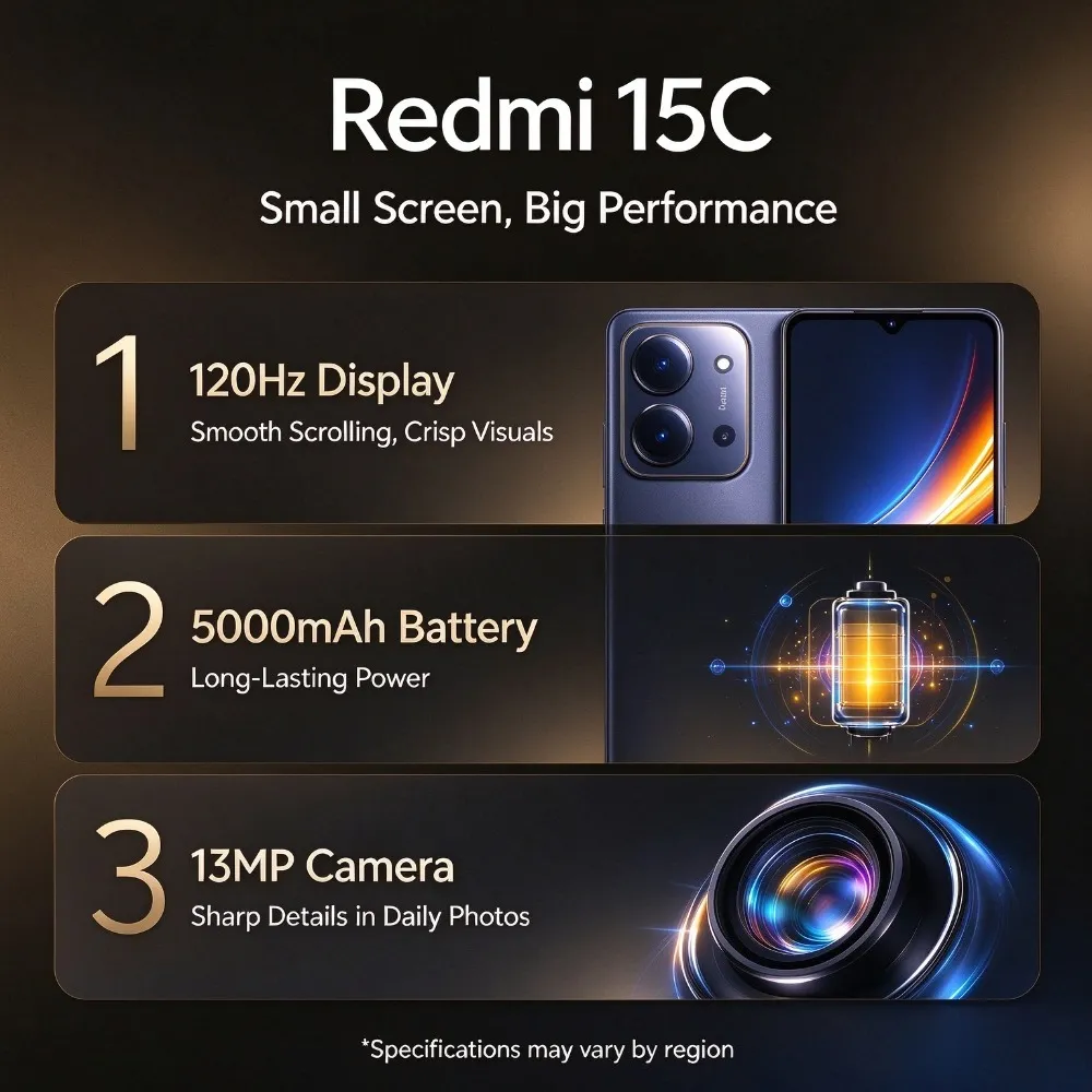Xiaomi Redmi 15C-8+256GB global Smartphone, MediaTek Helio G81-Ultra, 6.9" 120Hz Immersive Screen, 50MP Camera, 6000mAh Battery - Imagen 3