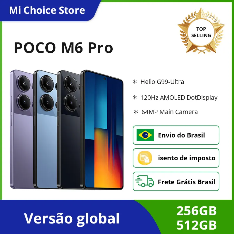 Global Version POCO M6 Pro Smartphone FHD AMOLED DotDisplay Helio G99-Ultra Octa-core 67W Turbo Charging Enviado do Brasil - Imagen 1