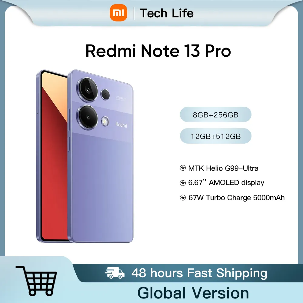 Xiaomi Redmi Note 13 Pro Global Version  200MP OIS Camera 67W Helio G99 Ultra Smartphone 5 NFC 120Hz AMOLED - Imagen 1