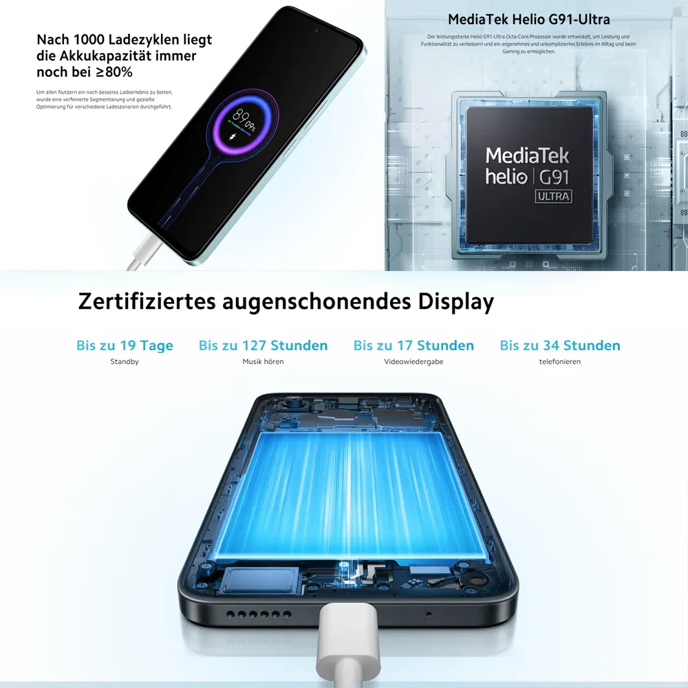 [EU/US/UK specifications] Xiaomi Redmi13 smart phone 2460x1080 high resolution 8gb+256gb GPS/NFC function Long battery life - Imagen 4