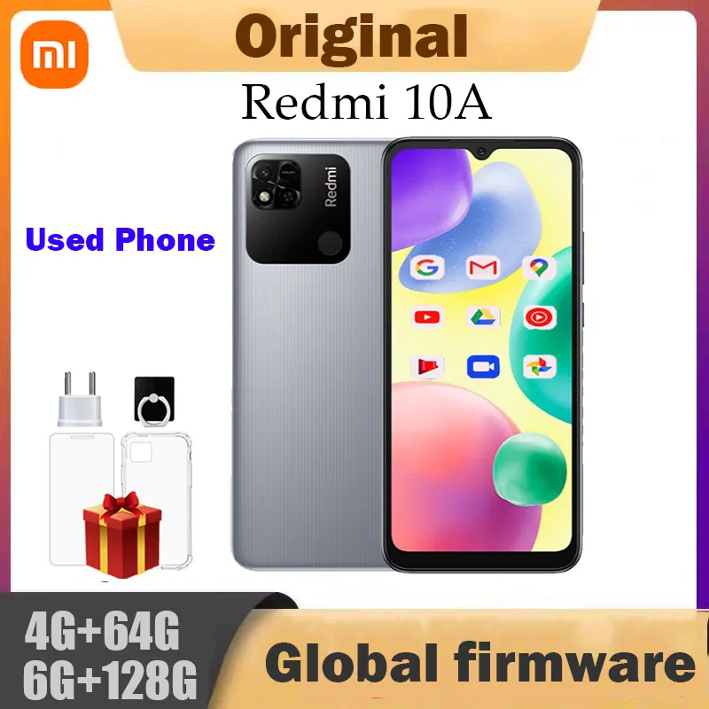 Smartphone 10A 6GB 128GB Original Xiaomi Redmi Global 6.53' HD Display Helio G25 Octa Core 13MP Fingerprint 5000mAh used phone - Imagen 1