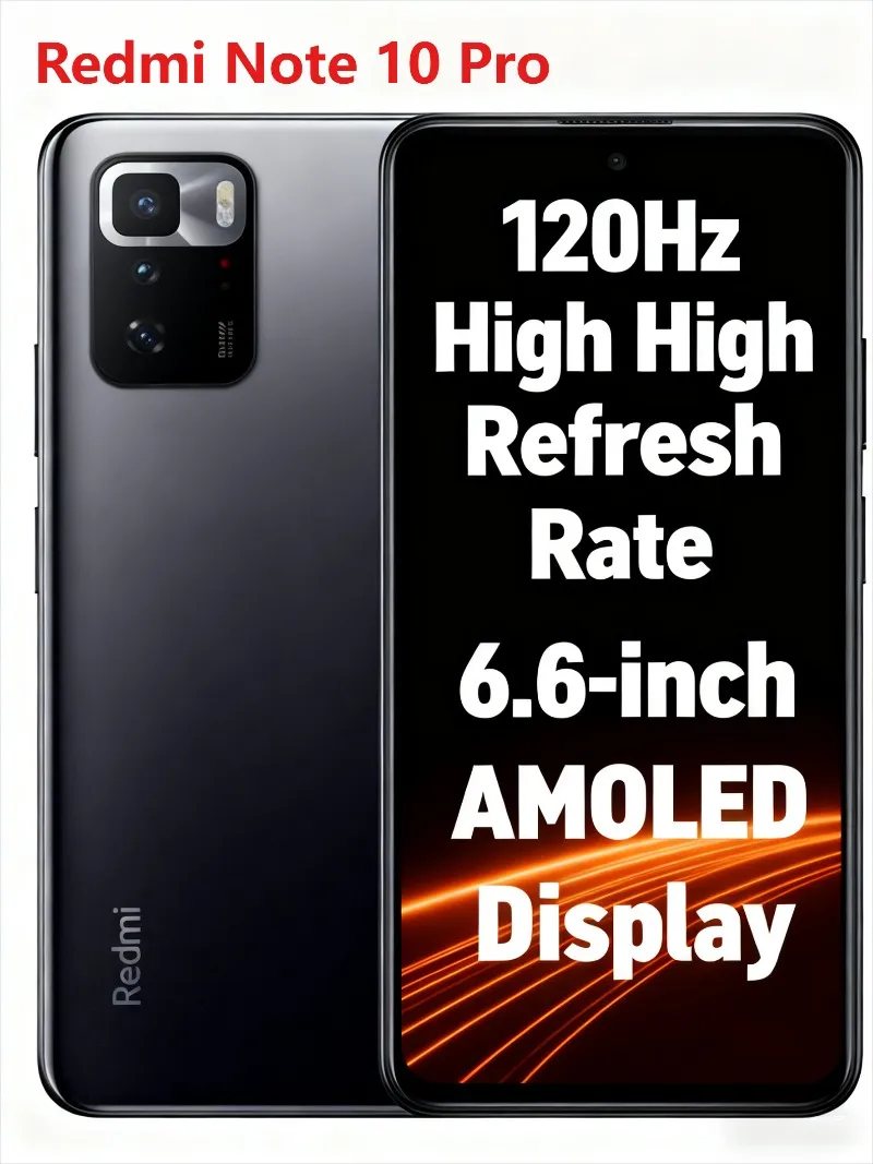 Redmi Note 10 Pro 5G Dimensity 1100 120Hz Refresh Rate 67W Charging 6.6" FHD+ Display Xiaomi Mobile Phones Smartphone - Imagen 1