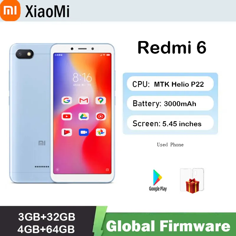 Global firmware  Xiaomi Redmi 6 Smartphone 5.45" Full Screen AI Face ing used phone - Imagen 1