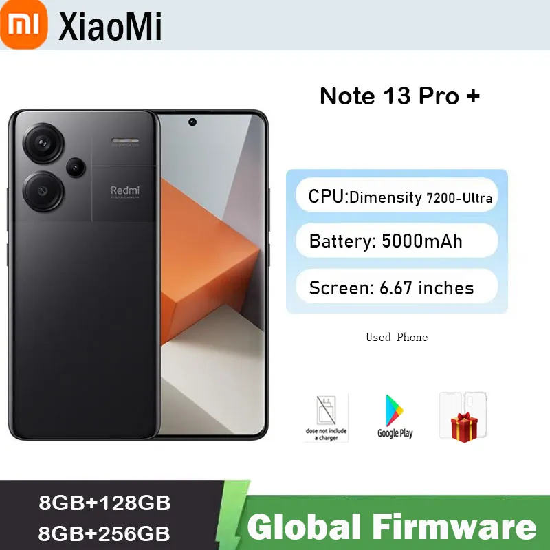 Global firmware Xiaomi Redmi Note 13 Pro + 5G Smartphone  120Hz 1.5K Curved Display 200MP Camera used phone - Imagen 1