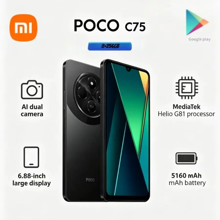 POCO C75 6.88-inch 120Hz 50MP 5160mAh 18W 8GB+256GB Global Edition Smartphone - Imagen 1