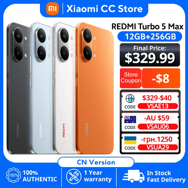 XIAOMI Redmi Turbo 5 Max CN version  6.83" 1.5K 3500nits Screen Dimensity 9500s   9000mAh 100W Charge 50MP IP69K Smartphone - Imagen 1