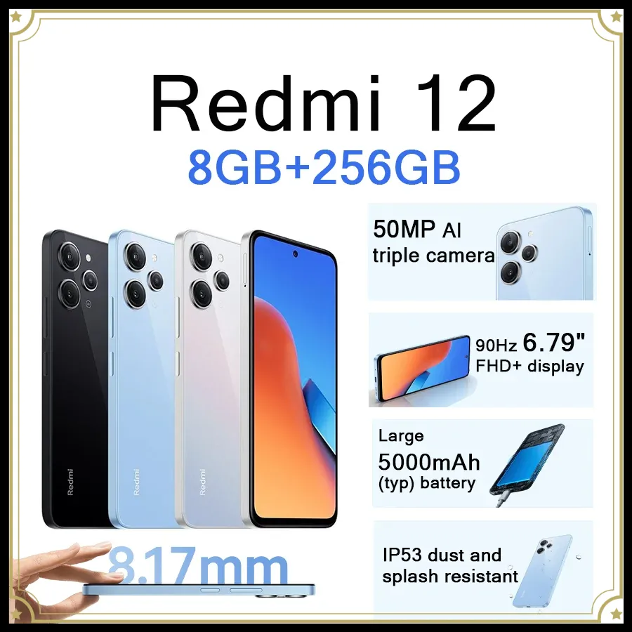 Global Version Xiaomi Redmi 12 4G Unlocked Smartphone 6.79" FHD+ Screen 5000mAh 50MP AI Camera Dual SIM MIUI Cell Phone - Imagen 1