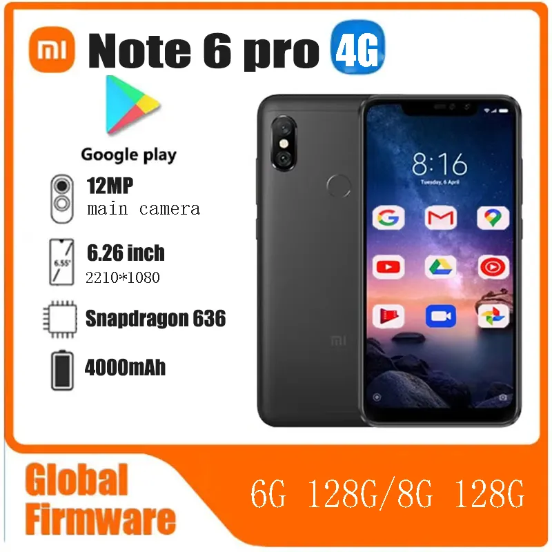 Global Rom Xiaomi Redmi Note 6 Pro Snapdragon 636 smart phone 6.26 inches 2280x1080 pixels 4000mAh used phone - Imagen 1