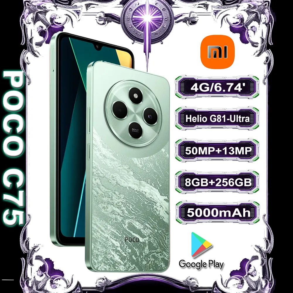 Xiaomi POCO C75 original mobile phone 4g 8GB+256GB 5000mah long battery life smartphone - Imagen 1