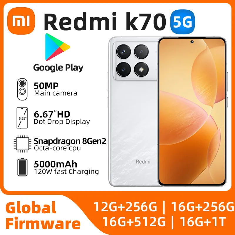 Xiaomi Redmi K70 5g Smartphone Snapdragon 8 Gen 2 2K 6.67inch 50MP 120W Charger 5000mAh Xiaomi HyperOS Original used phone - Imagen 1