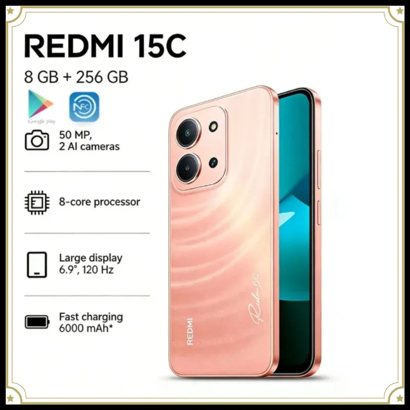 Xiaomi Redmi 15C Smartphone IP64 Waterproof NFC Side Fingerprint Long Standby Large Screen Budget Unlocked 4G Cell Phone - Imagen 1