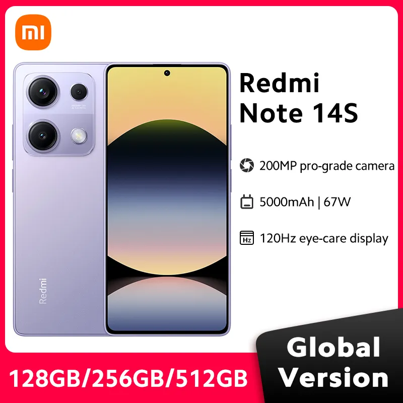 Global Version Xiaomi Redmi Note 14S Smartphone 200MP Camera 120Hz 6.67" AMOLED Display MTK Helio G99 CPU 67W Hyper Charge 5000 - Imagen 1