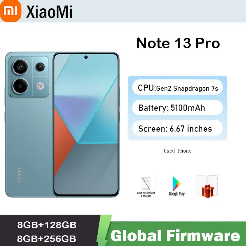 Global firmware Xiaomi Redmi Note 13 Pro 5G Smartphone 200MP OIS Camera Snapdragon 7s Gen 2 6.67" AMOLED used phone - Imagen 1