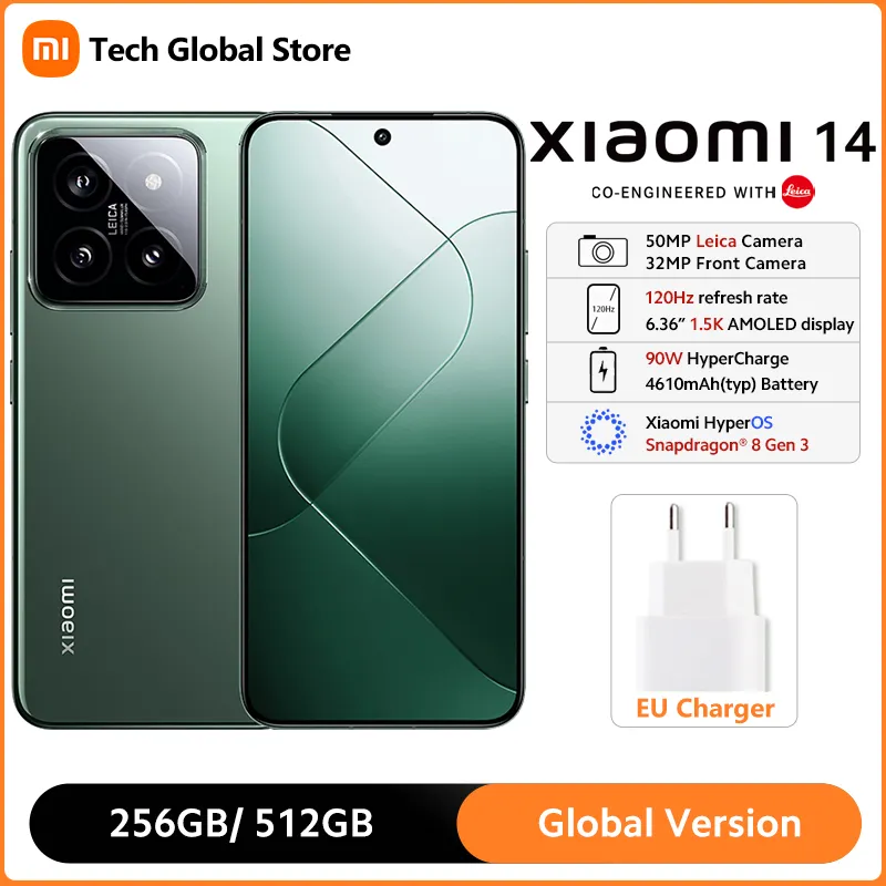 Xiaomi 14 5G Smartphone Global Version Snapdragon® 8 Gen 3 50MP Leica Camera 6.36" 120Hz 1.5K AMOLED Display 90W HyperCharge - Imagen 1