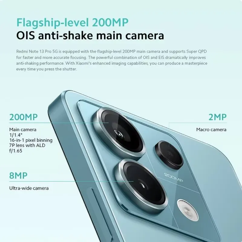 Xiaomi Redmi Note 13 Pro 5G Smartphone 200MP OIS Camera  Global firmware Snapdragon 7s Gen 2 6.67" AMOLED used phone - Imagen 6