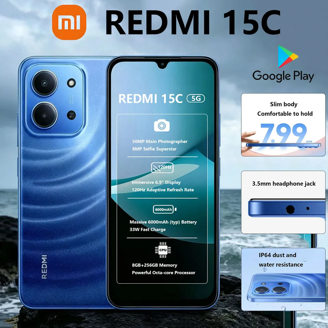 New Xiaomi Redmi 15C Smartphone Global Version 6.9" 120Hz Screen Octa-core Processor 6000mAh Battery 5G Dual-SIM Gaming Phone - Imagen 1