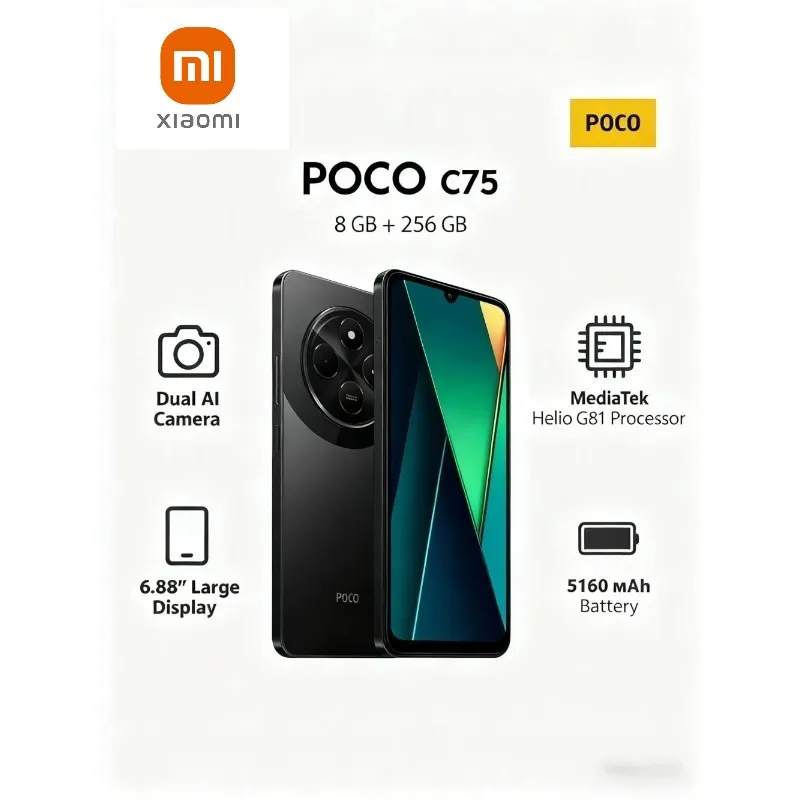 Xiaomi POCO C75 4G Smartphone 6.79 Inch HD+ Display 5000mAh Battery Dual SIM Mobile Phone - Imagen 1