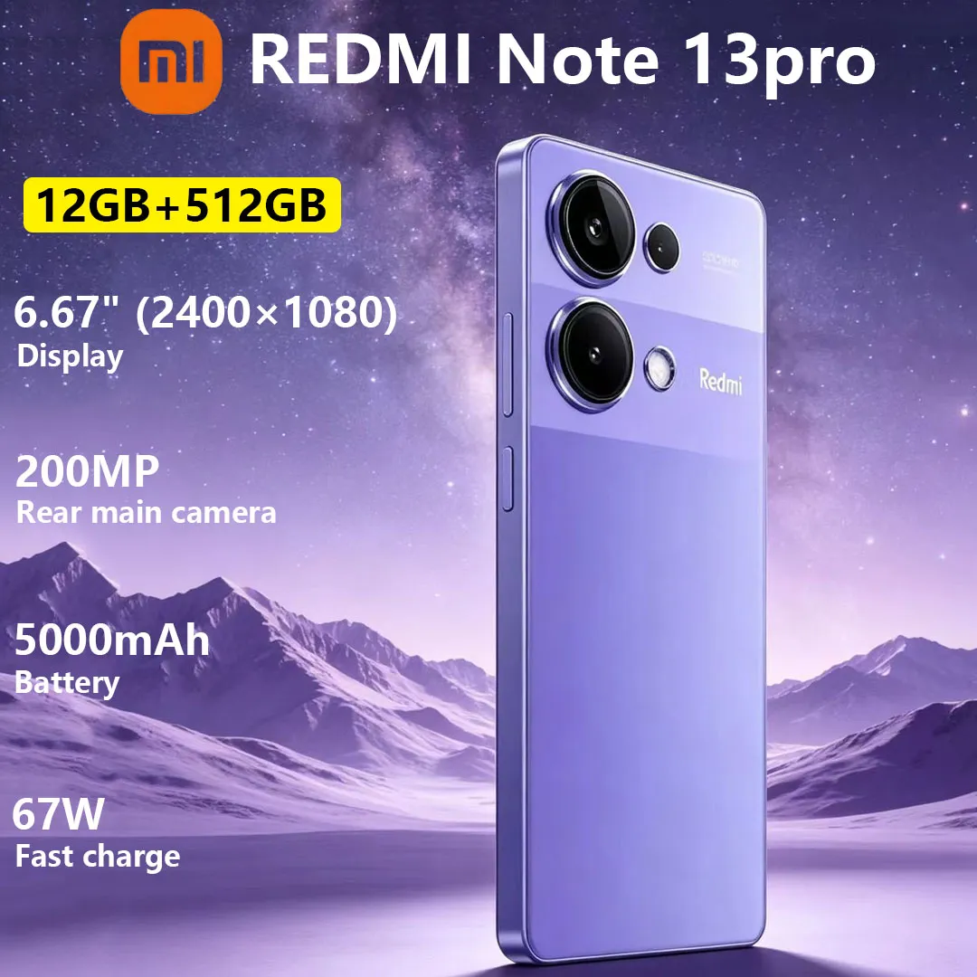 New Xiaomi Redmi Note 13pro Mobile Phone 6.67-inch 120Hz High Refresh Screen 5100mAh Battery 67W Fast Charge‌ Camera Smartphone - Imagen 1