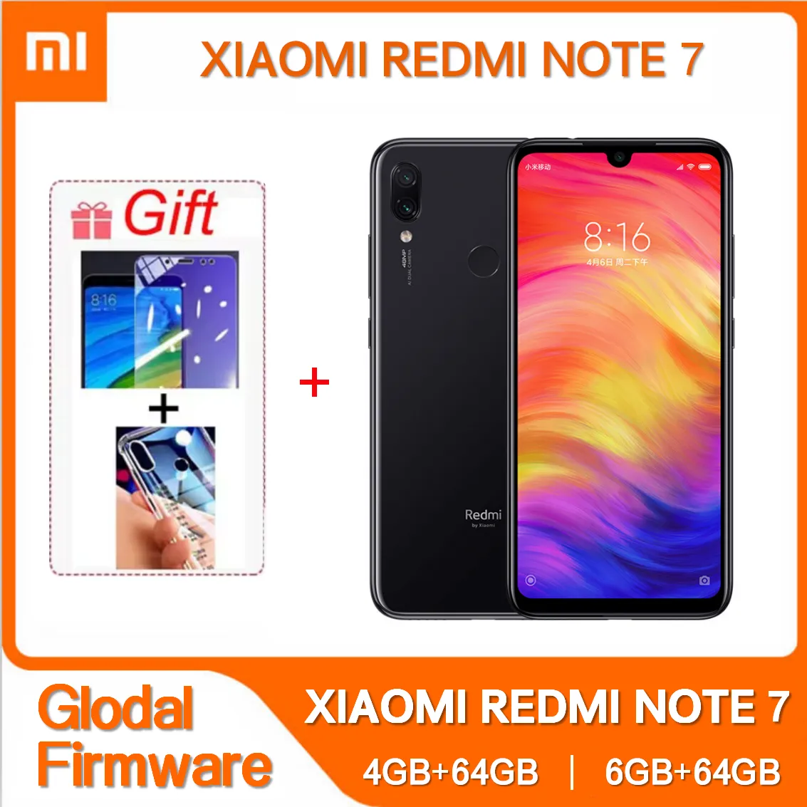 Original Xiaomi Redmi Note 7 Smartphone 4G 64G/6G 64G Snapdragon 660AIE Android Mobile Phone 48.0MP+5.0MP Rear Camera Cellphone - Imagen 1