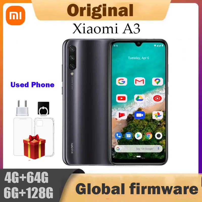 Global firmware Xiaomi A3 smartphone Snapdragon 665 full screen 4030mAh 6.088 inch Android 9.0 used phone - Imagen 1