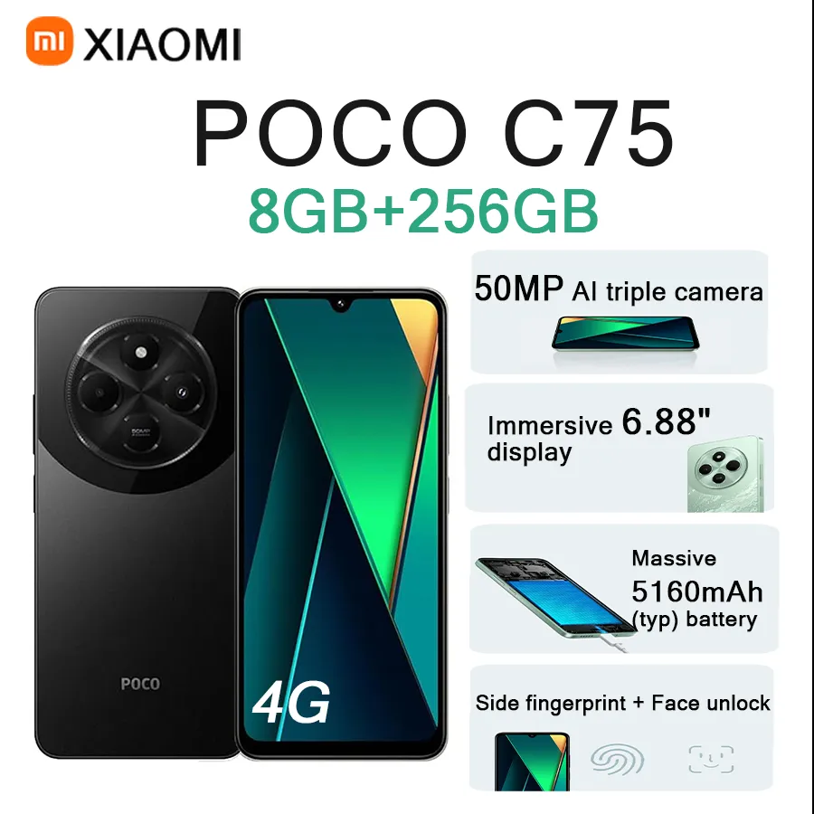 Xiaomi POCO C75 6.88" 120Hz Display 8GB+256GB 50MP Ultra-Clear Cam 5160mAh Battery 4G Dual SIM Unlocked Smartphone - Imagen 2