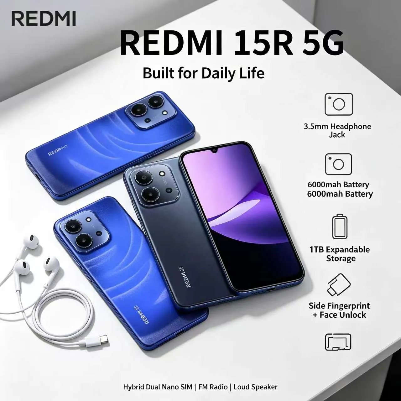 2026 new Xiaomi Redmi 15R 5G Global Version 8GB RAM 256GB ROM Factory Unlocked Dual SIM Smartphone Brand New - Imagen 2