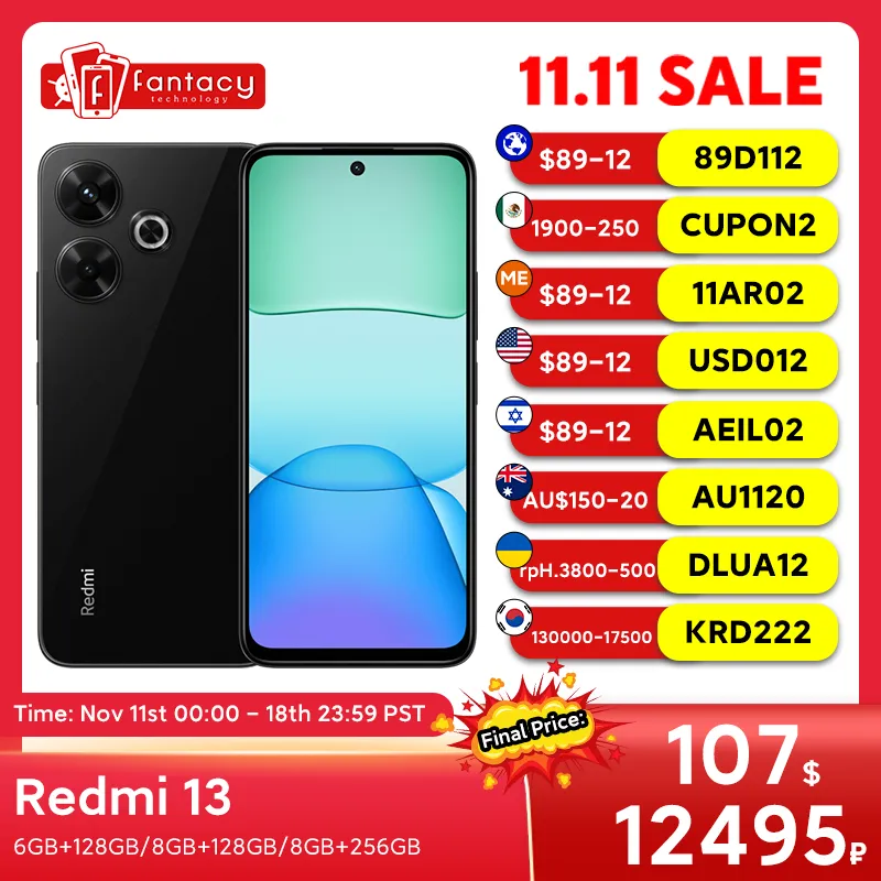 Global Version Xiaomi Redmi 13 Smartphone 108MP super clear camera MediaTek Helio G91 Ultra 33W fast charging 5030mAh battery - Imagen 1