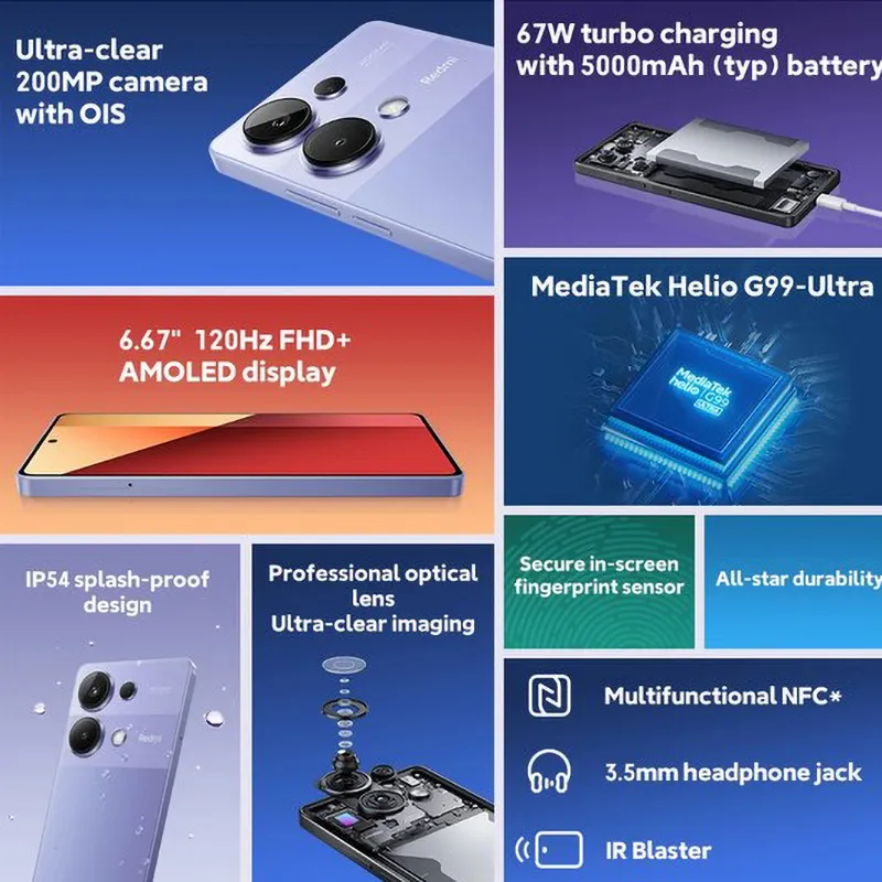 Xiaomi Redmi Note 13 Pro 4G Global Version Helio G99 Ultra 120Hz AMOLED 200MP OIS Camera 67W NFC - Imagen 2