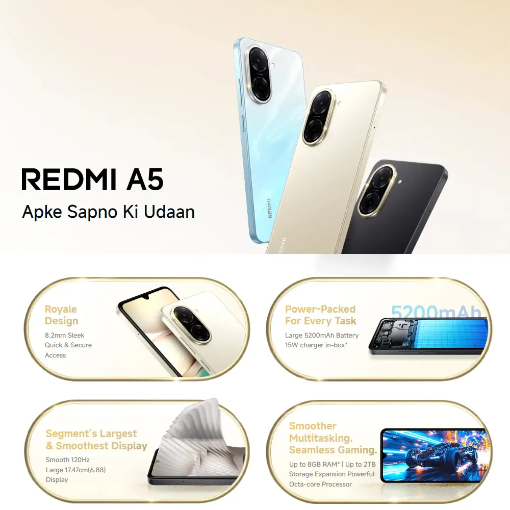 5200mAh large-capacity battery mobile phone 6GB+128GB memory Xiaomi REDMI A5 fashion smart phone/NFC/GPS positioning - Imagen 2