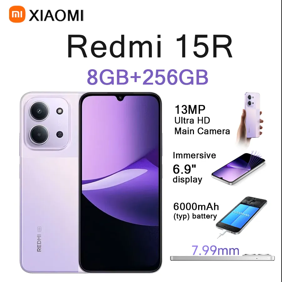 Xiaomi Redmi 15R LTE Smartphone 6.9" 120Hz LCD Display 13MP Cam 6000mAh Battery 33W Dual SIM Dual Standby Unlocked Android Phone - Imagen 4